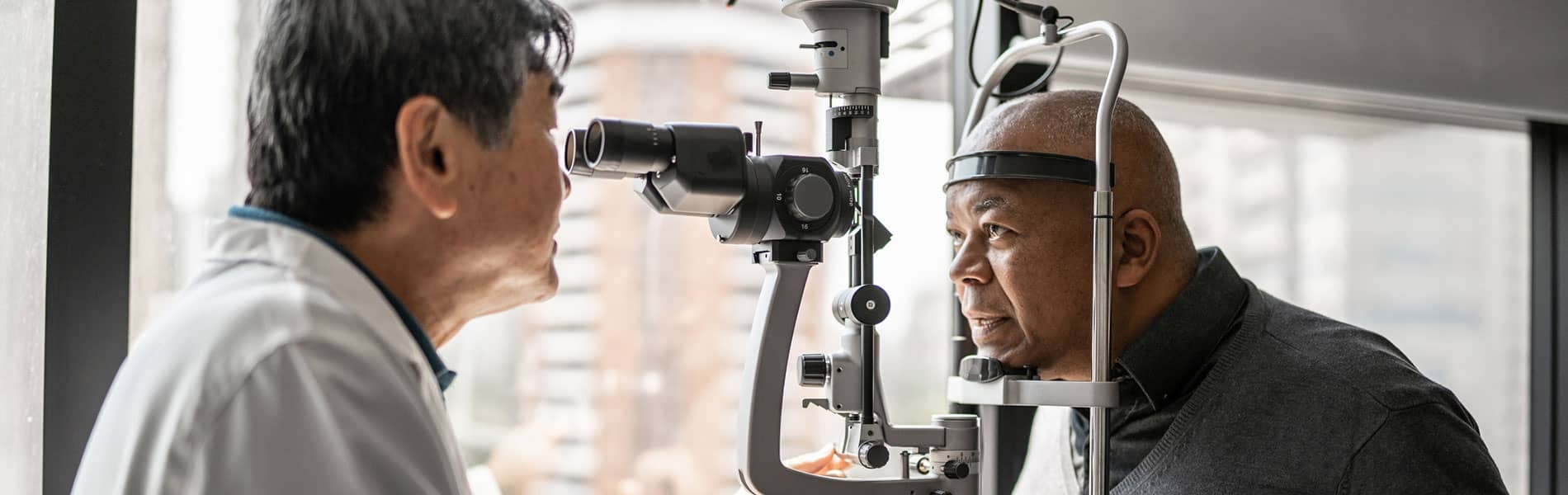 Man having his eye examined