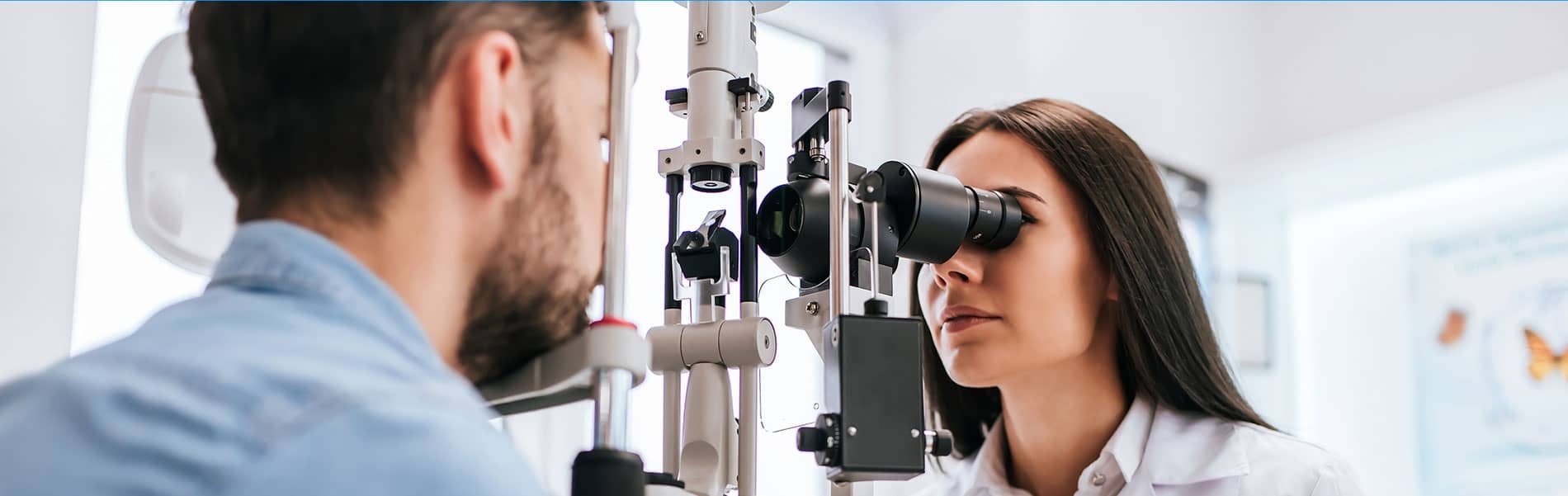 Woman having her eyes examined